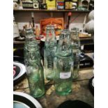 Five 19th. C. Codd bottles.