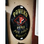 Powers Pure Pot Still Whiskey advertising sign.