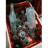 Crate of old 19th. C. mineral bottles
