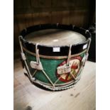 Wooden painted side drum.