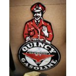 Quincy Gasoline enamel advertising sign