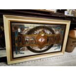 Powers Whiskey framed advertising mirror.