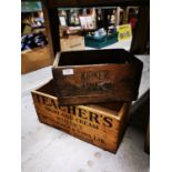 Two wooden bottle crates