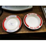 Two Bass ceramic ashtrays