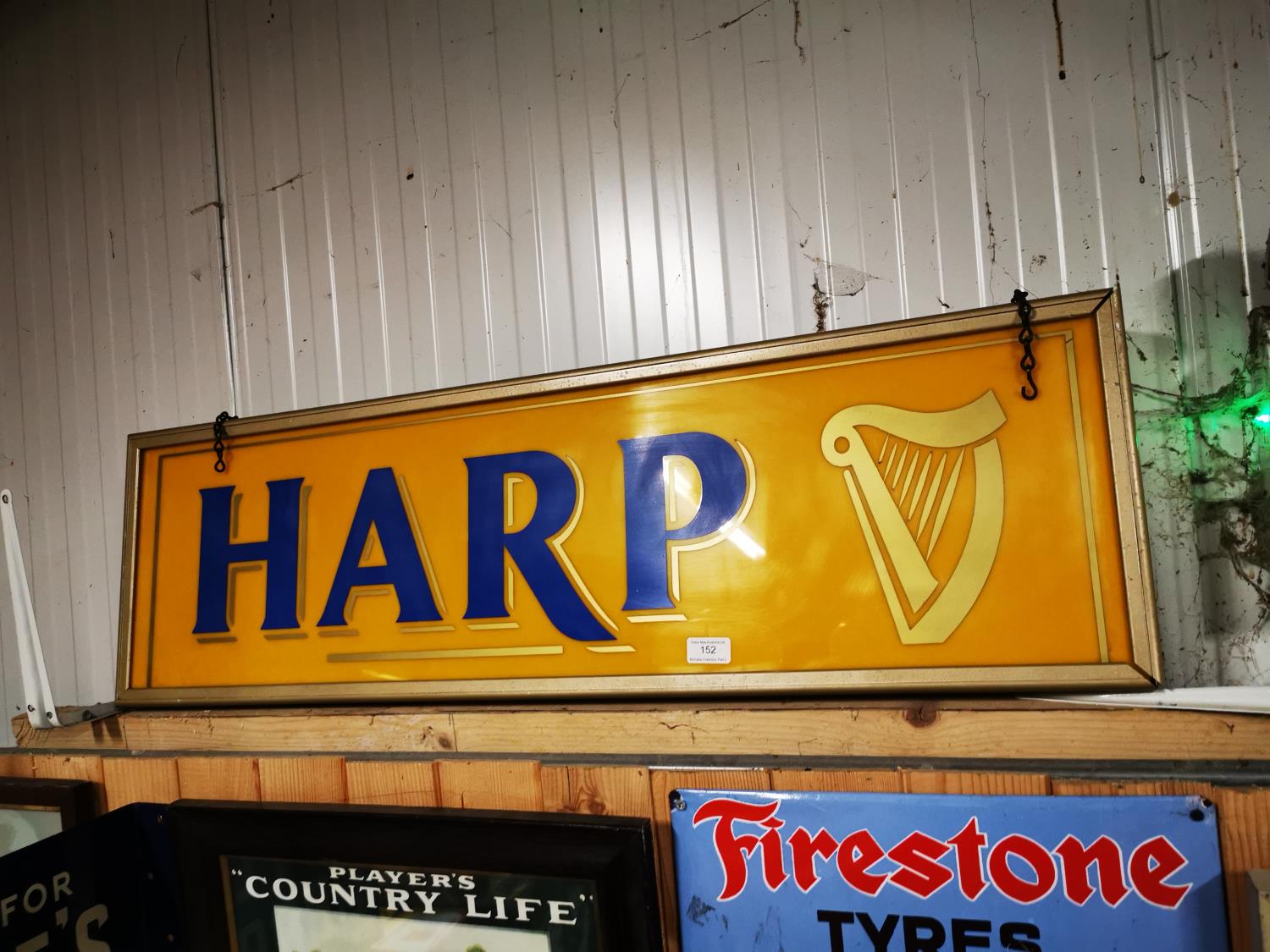 Rare Harp hanging light up advertising sign.