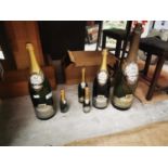 Set of six Gosset display champagne bottles.