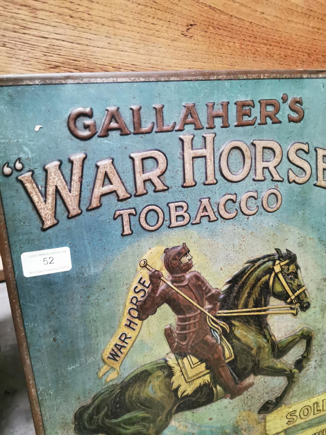 Rare early 20th C. tin plate Gallaher's War Horse advertising sign - Image 3 of 3