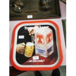 Tennent's Lager advertising drink's tray.