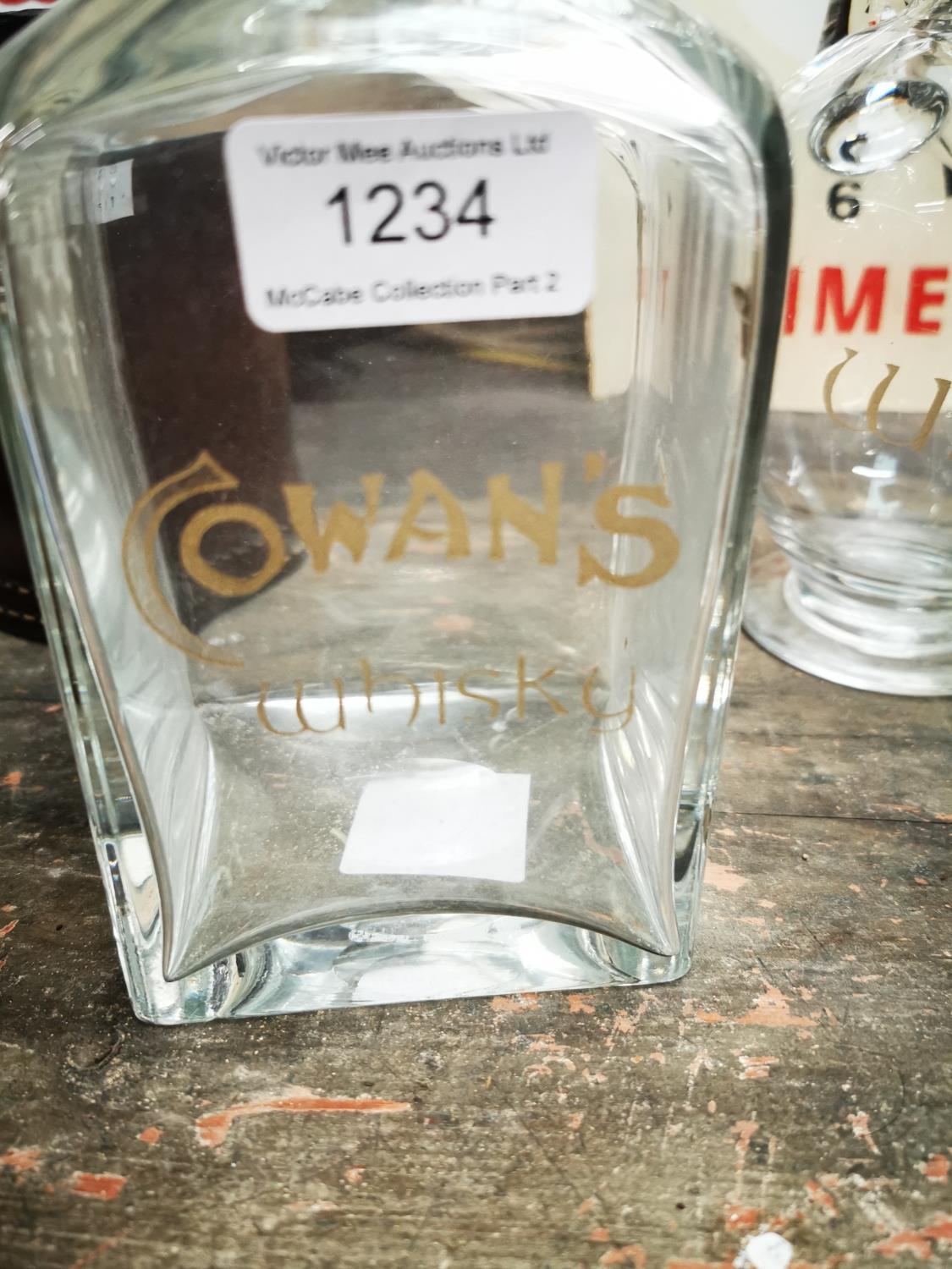 Cowan's Whiskey glass advertising decanter. - Image 2 of 2