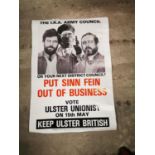 1970s Put Sinn Fein Out Of Business Unionist poster.