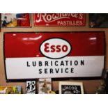 Rare Esso Lubrication Service enamel advertising sign.