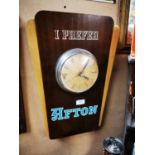 Early 1960's I Prefer Afton mahogany advertising clock.