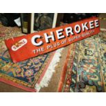 Cherokee tobacco enamel advertising sign.