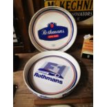 Two Rothmans advertising drinks trays.