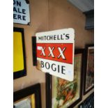 Mitchell's XXX Bogie enamel advertising sign.