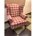 Chippendale style mahogany winged-back armchair, with damage W 90cm H 110cm D 85cm