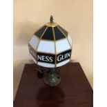 Guinness table lamp with leaded glass shade W 24cm H 50cm