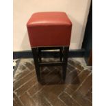 Single Square stool with brown leather upholstery W 36cm H 72cm