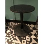 Circular granite top restaurant table on metal base with geometric design W 55cm H 75cm