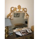 Regency style carved wood and gilt stepped mirror