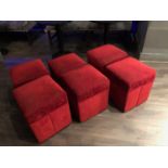 6 pouffes with red upholstery