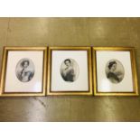 Heroines of Shakespeare Set of 3 hand coloured engravings W 30 H 34