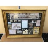 Collection of Titanic memorabilia in gilt frame W 104cm H 79cm