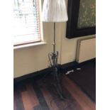 Edwardian wrought iron & steel standard lamp H 140cms