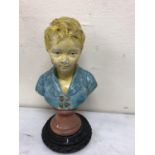 Plaster bust of a young boy W 20cm H 45cm