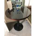 2 Circular occasional tables on a metal base W 65cm H 75cm