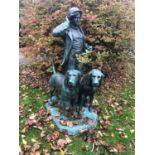 Life size bronze group of a huntsman with hounds after A JACQUEMART W 70cms H 180cms