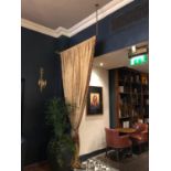 Pair of quality curtains complete with brass ceiling mounted bar W 140cm H 300cm