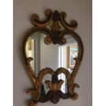 Decorative Regency style carved wood gilt and printed mirror W 56cm H 80cm