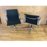 Pair of Herman Miller swivel office chairs, fabric and aluminium