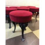 Set of 10 Victorian style cast iron and upholstered bar stools W 35cm H 45cm