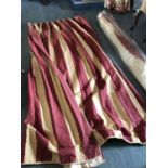 Pair of striped curtains, lined W 360cm H 240cm
