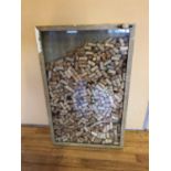 Cased collection of bottle corks W 52cm H 83cm