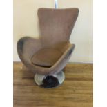 Designer fabric chair on chrome trumpet shaped base W 28cm H 39cm D 28cm