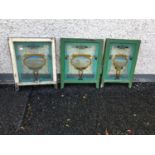 Set of 3 Art Nouveau windows W 60cm H 80cm