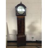 Early 19th century inlaid mahogany long case clock with painted dial