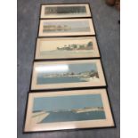 Set of 5 coloured prints of Dublin's Sandycove to Killiney W 72cm H 32cm