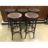 Set of 5 Antique tall bentwood stools W 80 H 80