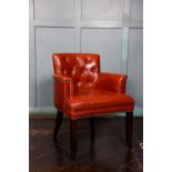 Superb quality pair of deep buttoned upholstered armchairs W 65cm H 85cm D 60cm