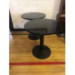 Pair of granite topped café tables with metal bases W 60cm H 60cm