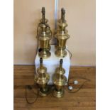 Set of 6 brass occasional lamps W 18cm H 50cm