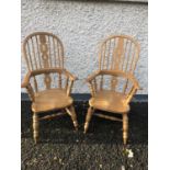 Fine pair of 19th century elm winsor chairs H 120