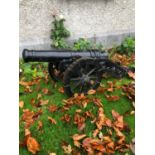 Pair of heavy cast iron cannons W 60 H 60 D 130