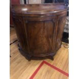Walnut bow fronted side cabinet