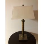 Good Quality brass lamp complete with shade W 20cm H 72cm