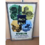 Framed poster of night time Dublin, from Holyhead W 67cm H 105cm